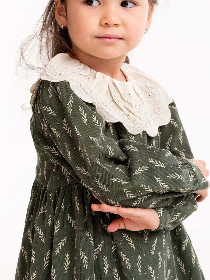 Yeşil Fitilli Kadife Elbise